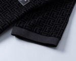 Balmian Black Jacquard Striped Zip Collar Men Casual Short Sleeve Polo Shirt - Image 5