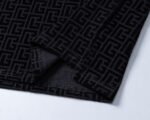 Balmian Black Jacquard Striped Zip Collar Men Casual Short Sleeve Polo Shirt - Image 4