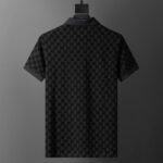 Gucci Black Jacquard Monogram Pattern Men Casual Short Sleeve Polo Shirt - Image 2
