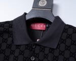 Gucci Black Jacquard Monogram Pattern Men Casual Short Sleeve Polo Shirt - Image 8