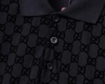Gucci Black Jacquard Monogram Pattern Men Casual Short Sleeve Polo Shirt - Image 7