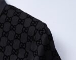 Gucci Black Jacquard Monogram Pattern Men Casual Short Sleeve Polo Shirt - Image 6