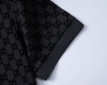 Gucci Black Jacquard Monogram Pattern Men Casual Short Sleeve Polo Shirt - Image 5
