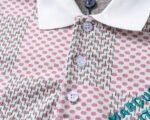 Louis Vuitton Pink Check Polka Dot Contrast Collar Men Casual Short Sleeve Polo Shirt - Image 8
