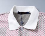 Louis Vuitton Pink Check Polka Dot Contrast Collar Men Casual Short Sleeve Polo Shirt - Image 7