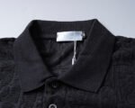 Dior Black Monogram Jacquard Men Casual Short Sleeve Polo Shirt - Image 8