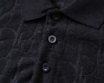 Dior Black Monogram Jacquard Men Casual Short Sleeve Polo Shirt - Image 6