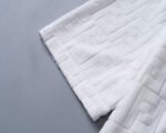Fendi White Geometric Monogram Jacquard Men Casual Short Sleeve Polo Shirt - Image 5