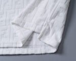 Fendi White Geometric Monogram Jacquard Men Casual Short Sleeve Polo Shirt - Image 4
