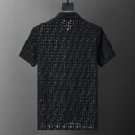 Fendi Black Geometric Monogram Jacquard Men Casual Short Sleeve Polo Shirt - Image 2