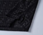 Fendi Black Geometric Monogram Jacquard Men Casual Short Sleeve Polo Shirt - Image 4