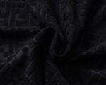 Fendi Black Geometric Monogram Jacquard Men Casual Short Sleeve Polo Shirt - Image 3