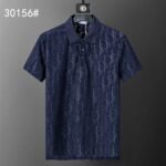 Dior Navy Monogram Jacquard Men Casual Short Sleeve Polo Shirt