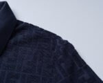 Fendi Navy Geometric Monogram Jacquard Men Casual Short Sleeve Polo Shirt - Image 5