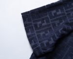 Fendi Navy Geometric Monogram Jacquard Men Casual Short Sleeve Polo Shirt - Image 4