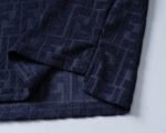 Fendi Navy Geometric Monogram Jacquard Men Casual Short Sleeve Polo Shirt - Image 3