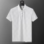 Louis Vuitton White Check Polka Dot Contrast Collar Men Casual Short Sleeve Polo Shirt