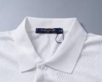 Louis Vuitton White Check Polka Dot Contrast Collar Men Casual Short Sleeve Polo Shirt - Image 9