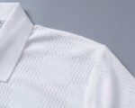 Louis Vuitton White Check Polka Dot Contrast Collar Men Casual Short Sleeve Polo Shirt - Image 8