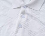 Louis Vuitton White Check Polka Dot Contrast Collar Men Casual Short Sleeve Polo Shirt - Image 6
