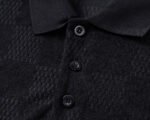 Louis Vuitton Black Check Polka Dot Contrast Collar Men Casual Short Sleeve Polo Shirt - Image 7