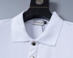 Moncler White Patch Decor Solid Color Men Casual Short Sleeve Polo Shirt - Image 8