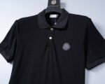 Moncler Black Patch Decor Solid Color Men Casual Short Sleeve Polo Shirt - Image 9