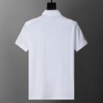 Buberry White Plaid Splice Shoulder Embroidered Logo Men Casual Short Sleeve Polo Shirt - Image 2