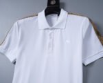 Buberry White Plaid Splice Shoulder Embroidered Logo Men Casual Short Sleeve Polo Shirt - Image 9