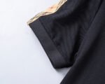 Buberry Black Plaid Splice Shoulder Embroidered Logo Men Casual Short Sleeve Polo Shirt - Image 6