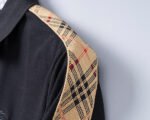 Buberry Black Plaid Splice Shoulder Embroidered Logo Men Casual Short Sleeve Polo Shirt - Image 5