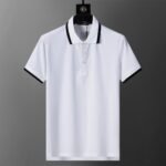Dolce Gabbana White Contrast Color Trim Lapel Men Casual Short Sleeve Polo Shirt