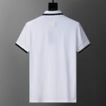 Dolce Gabbana White Contrast Color Trim Lapel Men Casual Short Sleeve Polo Shirt - Image 2