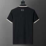 Dolce Gabbana Black Contrast Color Trim Lapel Men Casual Short Sleeve Polo Shirt - Image 2