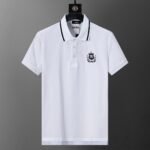 Amiri White Contrast Collar Embroidered Shield Badge Men Casual Short Sleeve Polo Shirt