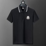 Amiri Black Contrast Collar Embroidered Shield Badge Men Casual Short Sleeve Polo Shirt