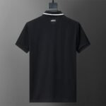 Amiri Black Contrast Collar Embroidered Shield Badge Men Casual Short Sleeve Polo Shirt - Image 2