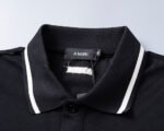 Amiri Black Contrast Collar Embroidered Shield Badge Men Casual Short Sleeve Polo Shirt - Image 9
