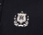 Amiri Black Contrast Collar Embroidered Shield Badge Men Casual Short Sleeve Polo Shirt - Image 8