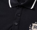 Amiri Black Contrast Collar Embroidered Shield Badge Men Casual Short Sleeve Polo Shirt - Image 7