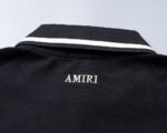 Amiri Black Contrast Collar Embroidered Shield Badge Men Casual Short Sleeve Polo Shirt - Image 3