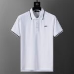 Amiri White Contrast Edge Letter Printed Men Casual Short Sleeve Polo Shirt