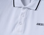 Amiri White Contrast Edge Letter Printed Men Casual Short Sleeve Polo Shirt - Image 8