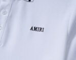 Amiri White Contrast Edge Letter Printed Men Casual Short Sleeve Polo Shirt - Image 7