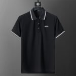 Amiri Black Contrast Edge Letter Printed Men Casual Short Sleeve Polo Shirt