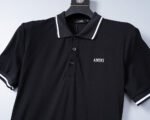 Amiri Black Contrast Edge Letter Printed Men Casual Short Sleeve Polo Shirt - Image 9