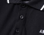 Amiri Black Contrast Edge Letter Printed Men Casual Short Sleeve Polo Shirt - Image 5