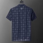 Amiri Navy Geometric Jacquard Embossed Logo Men Casual Short Sleeve Polo Shirt - Image 9
