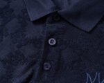 Amiri Navy Geometric Jacquard Embossed Logo Men Casual Short Sleeve Polo Shirt - Image 7