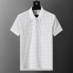 Amiri White Geometric Jacquard Embossed Logo Men Casual Short Sleeve Polo Shirt